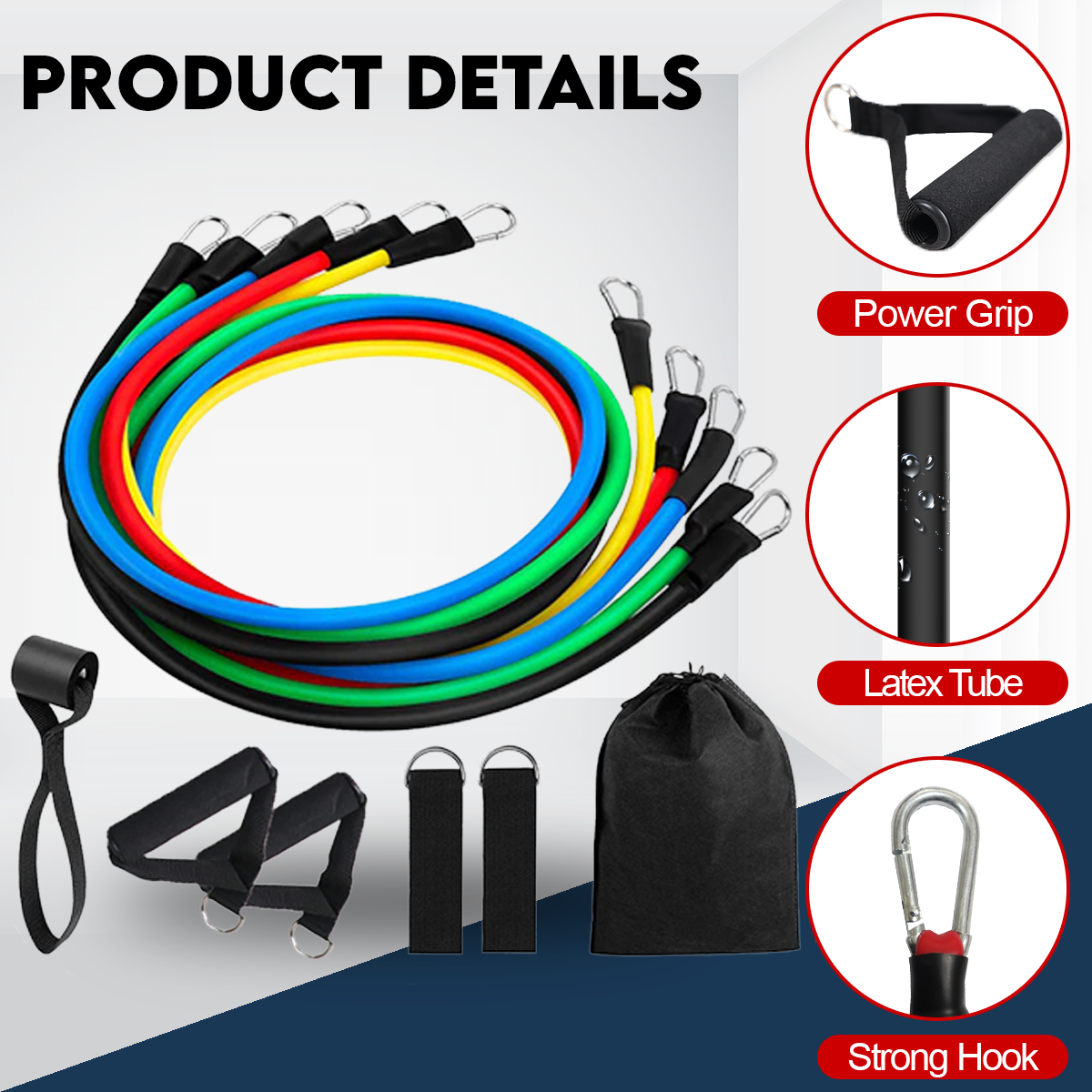11 PCS Premium Resistance Bands Set β Build Strength & Tone Muscles