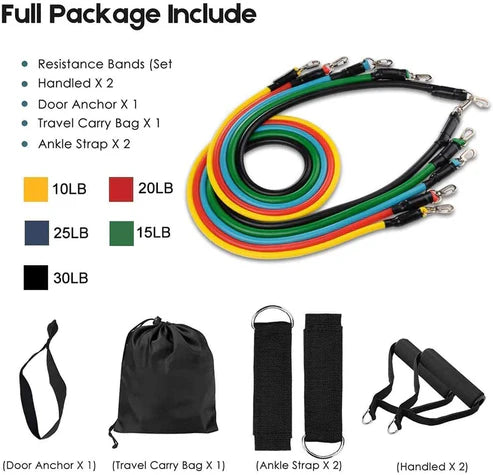 11 PCS Premium Resistance Bands Set β Build Strength & Tone Muscles