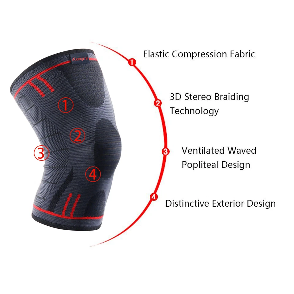 Knee Compression Sleeve Support Brace pad Anti Slip Pain Relief