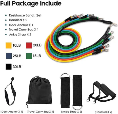 11 PCS Premium Resistance Bands Set — Build Strength & Tone Muscles